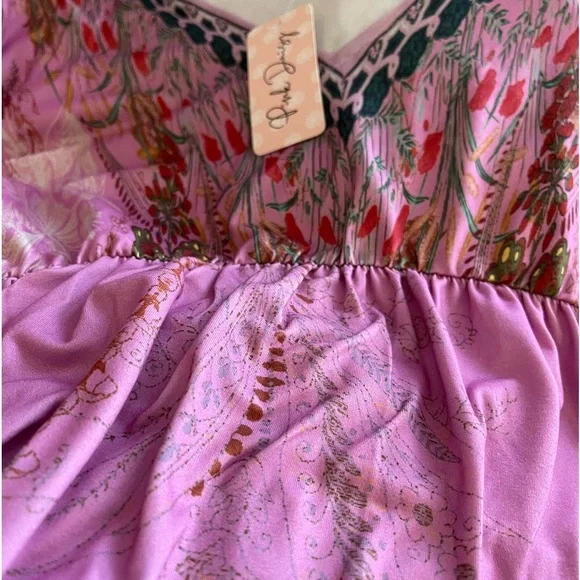 SOLD-PINK DAISY Comfy Purple Floral Geometric Pattern Easy Care Dress 2X New - Picture 5 of 11